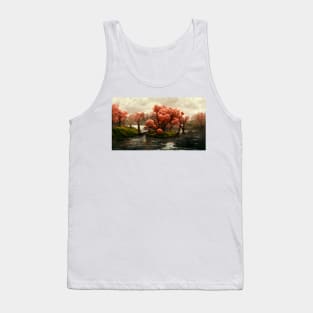 Cherry Blossom Trees Landscape Oil Painting Tank Top